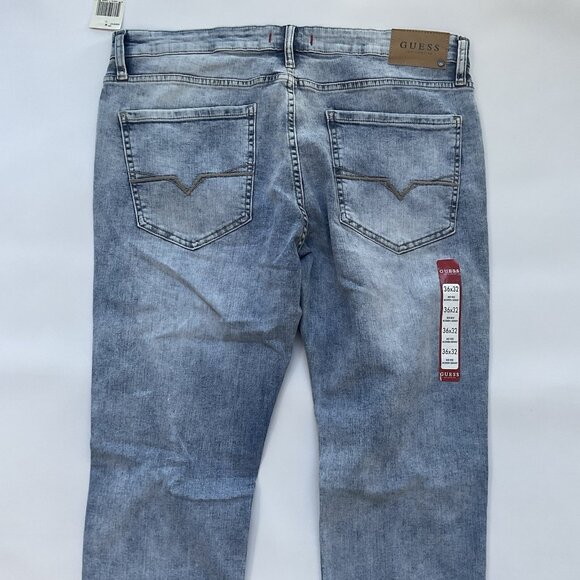 Guess Men’s Modern Skinny Jeans Destroy Stretch Denim Light Blue Size 36X32 - Picture 9 of 11